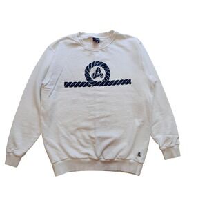 Amarras Nautical Rope Graphic Crewneck Sweatshirt White Large Made in Portugal